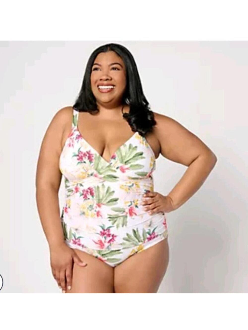 NWT Jantzen Tummy Control One Piece Swimsuit  24W Floral